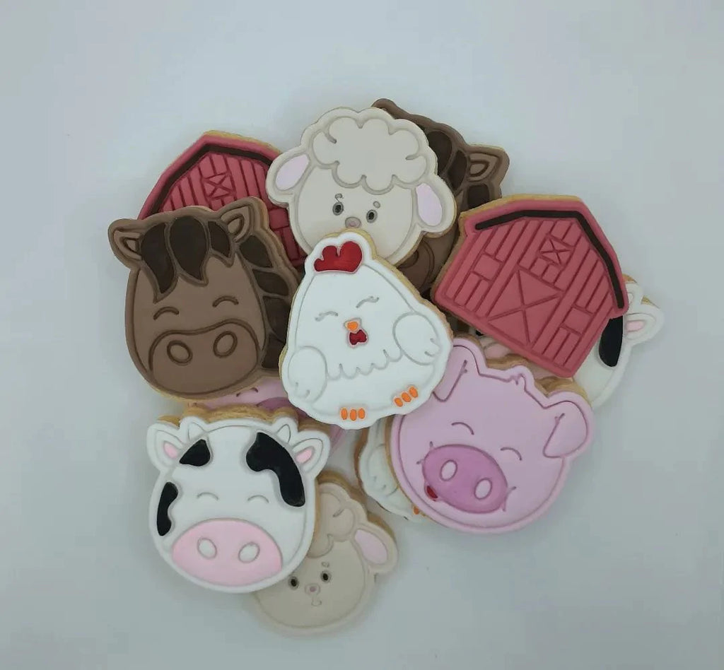 Australian Cookie Cutters Cookie Cutters Farm Animals- Set of 7 Cookie Cutter And Embosser Stamp