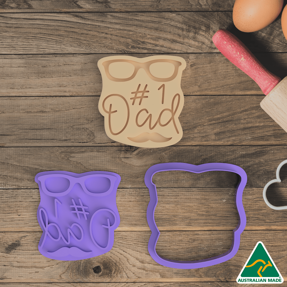 Australian Cookie Cutters Cookie Cutters Fathers Day Cookie Cutter and Embosser Stamp- Dad is #1