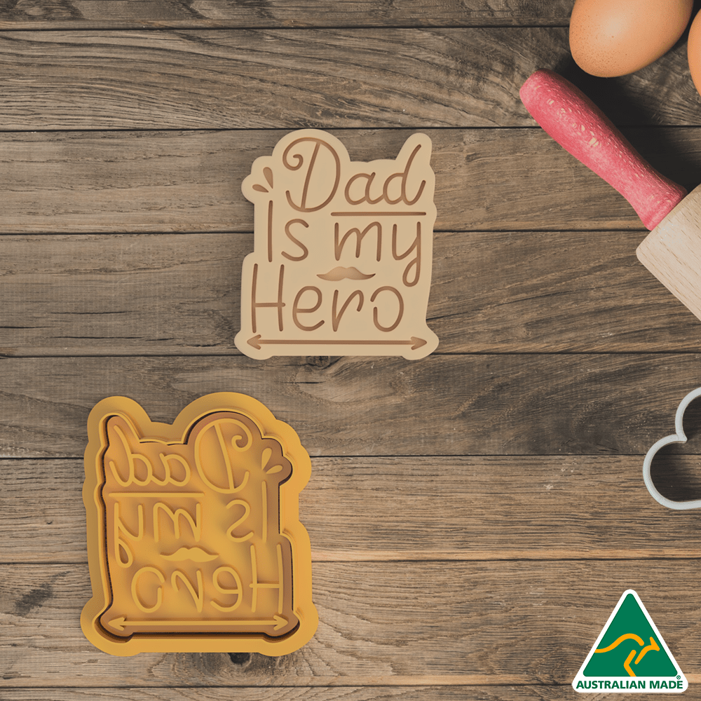 Australian Cookie Cutters Cookie Cutters Fathers Day Cookie Cutter and Embosser Stamp- Dad Is My Hero