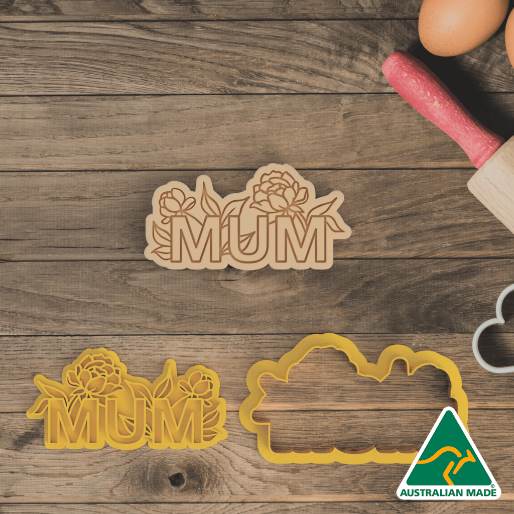 Australian Cookie Cutters Cookie Cutters Floral Mum V2 Cookie Cutter and Embosser Stamp