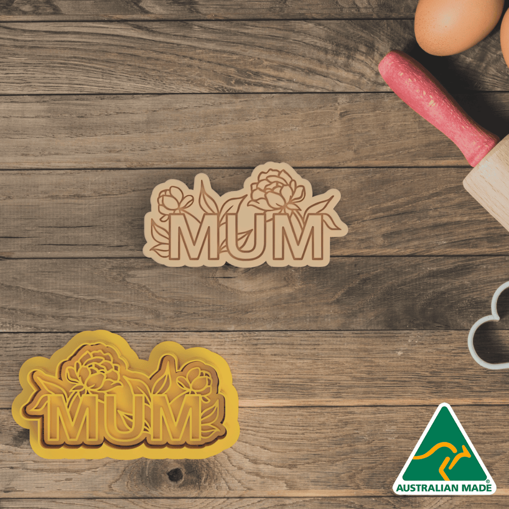 Australian Cookie Cutters Cookie Cutters Floral Mum V2 Cookie Cutter and Embosser Stamp