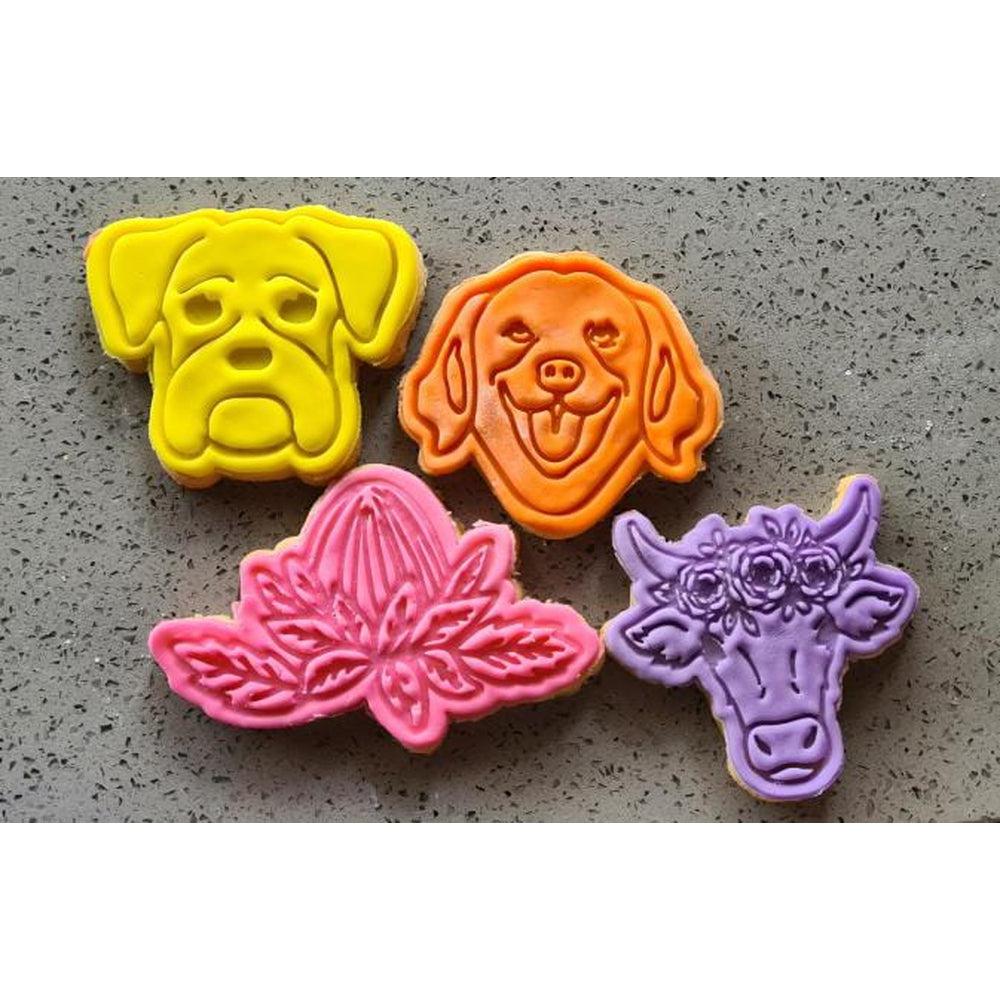 Australian Cookie Cutters Cookie Cutters Flower Bull Cookie Cutter and Embosser Stamp
