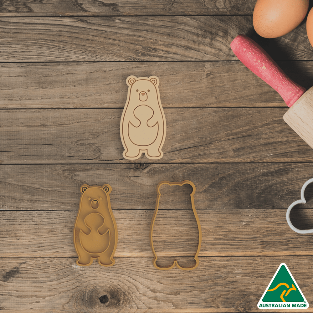 Australian Cookie Cutters Cookie Cutters Forest Animals- Bear Cookie Cutter And Embosser Stamp