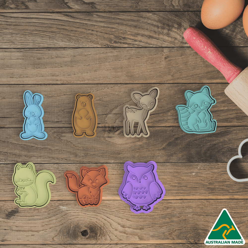 Australian Cookie Cutters Cookie Cutters Forest Animals- Set of 7 Cookie Cutter And Embosser Stamp