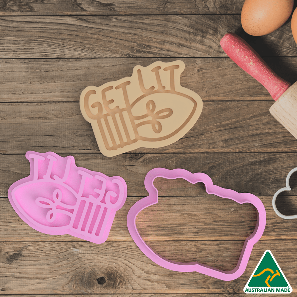 Australian Cookie Cutters Cookie Cutters Get Lit Cookie Cutter and Embosser Stamp