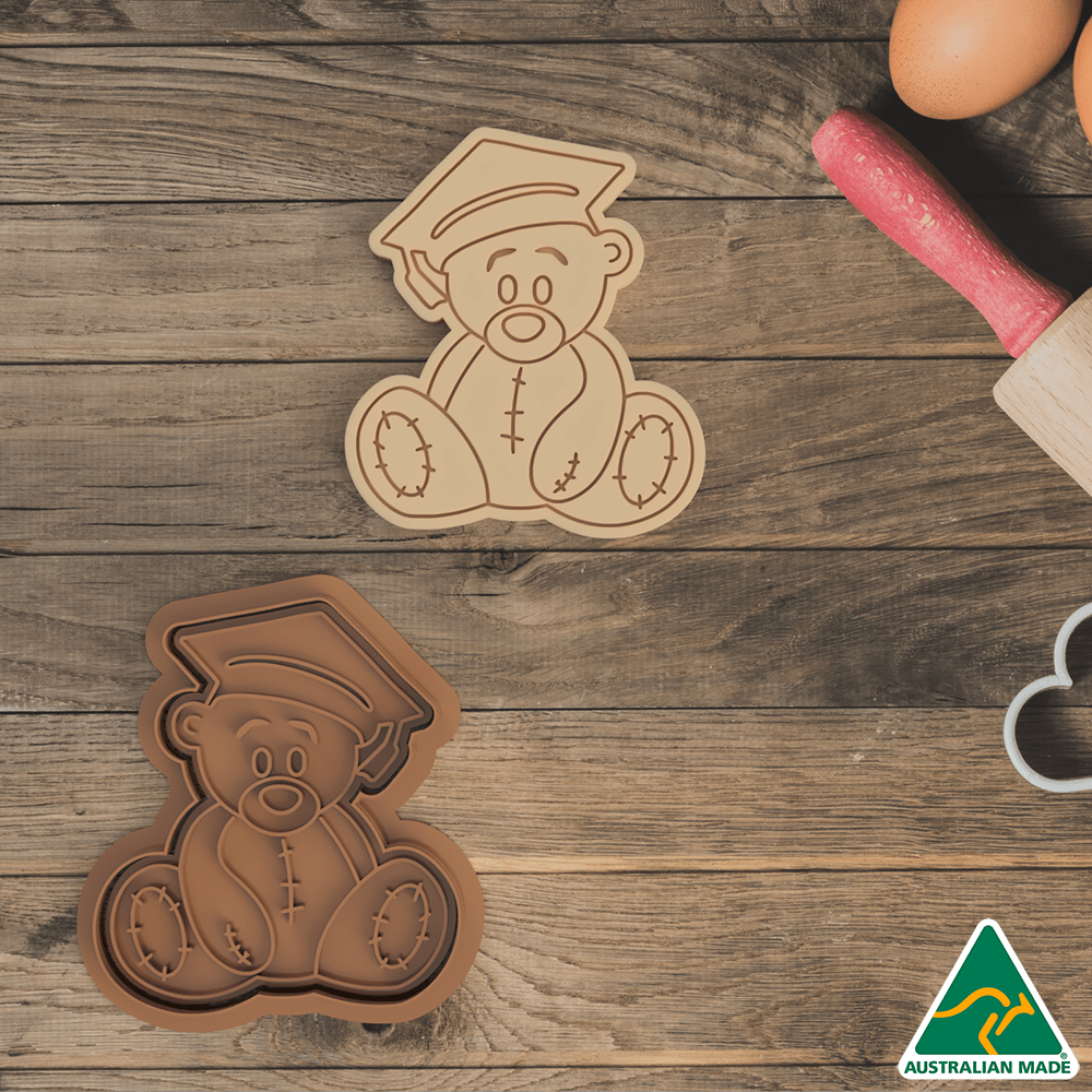 Australian Cookie Cutters Cookie Cutters Graduation Bear Cookie Cutter and Embosser Stamp