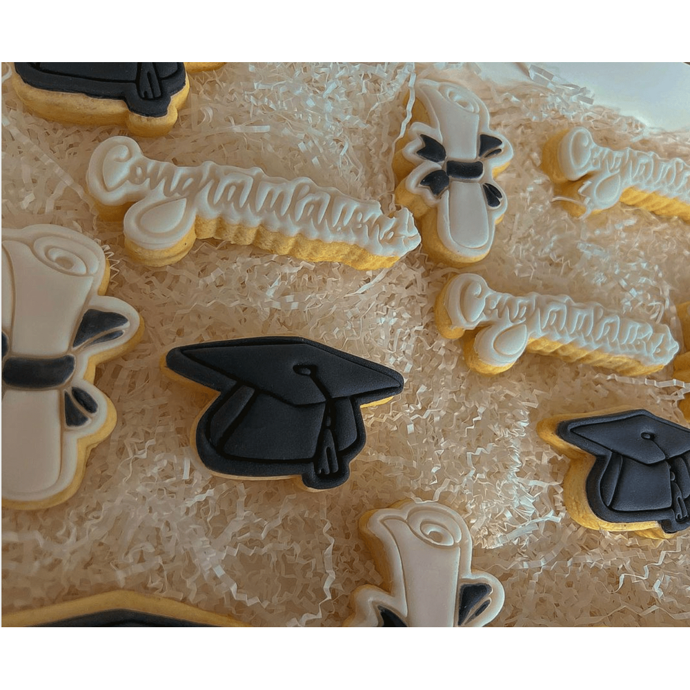 Australian Cookie Cutters Cookie Cutters Graduation Cap Cookie Cutter and Embosser Stamp