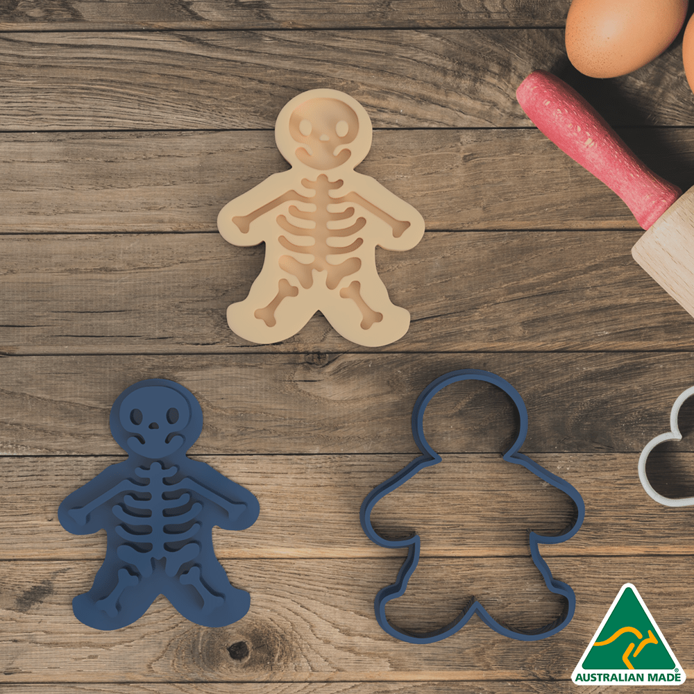 Australian Cookie Cutters Cookie Cutters Halloween Skeleton Cookie Cutter and Embosser Stamp