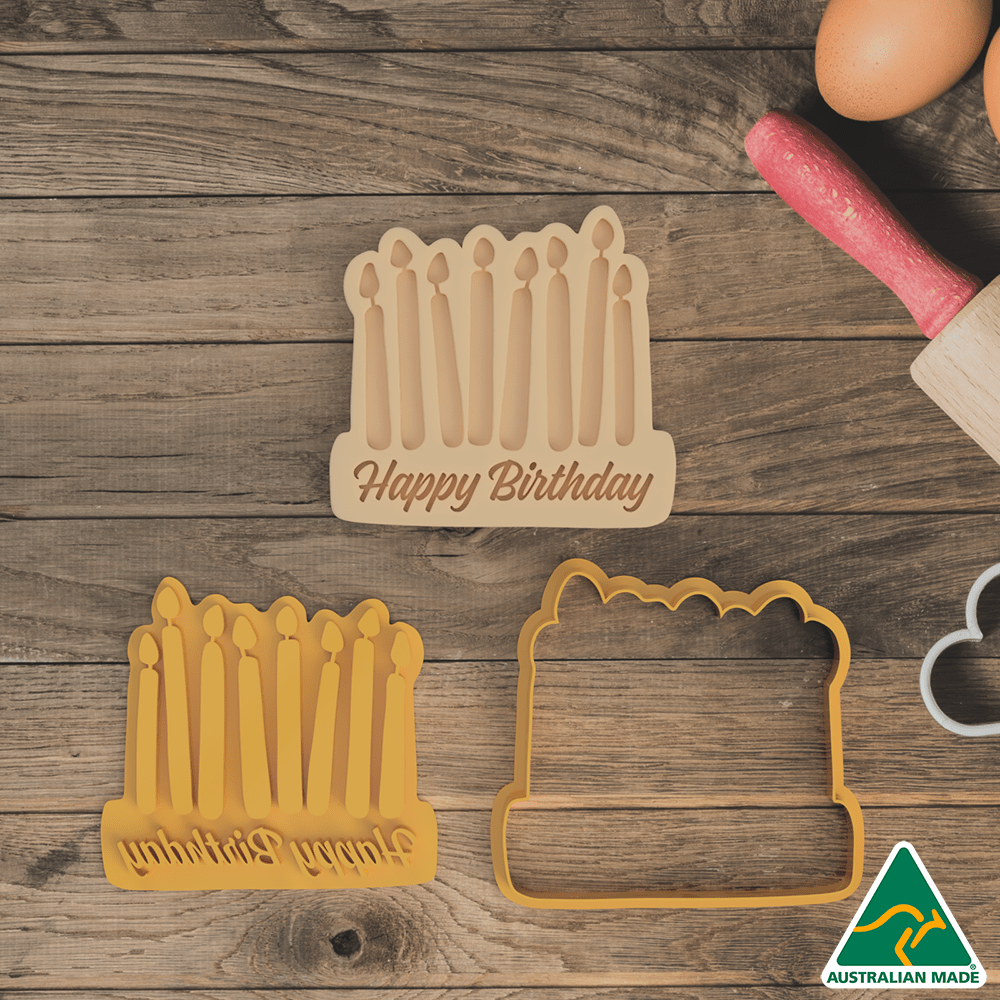 Australian Cookie Cutters Cookie Cutters Happy Birthday Candles Cookie Cutter and Fondant Embosser