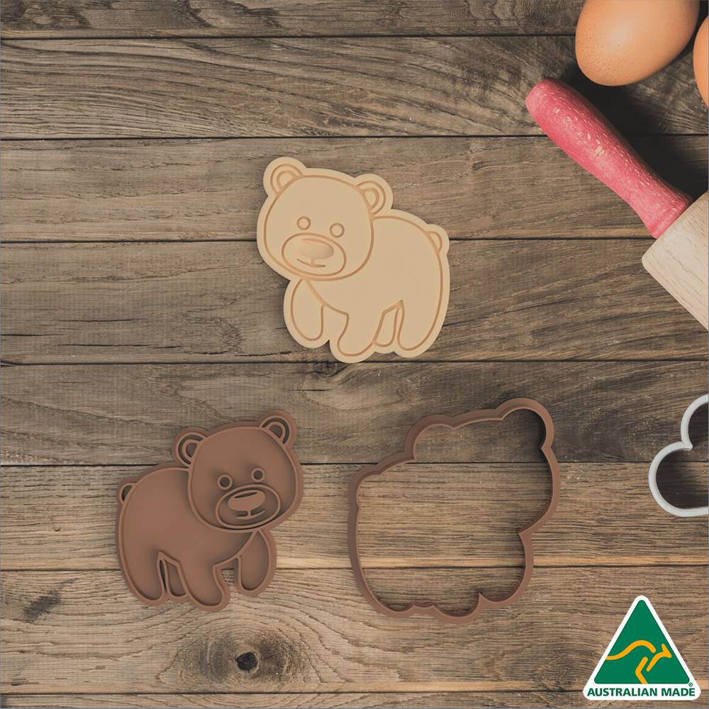 Australian Cookie Cutters Cookie Cutters Jungle Animals- Bear Cookie Cutter And Embosser Stamp