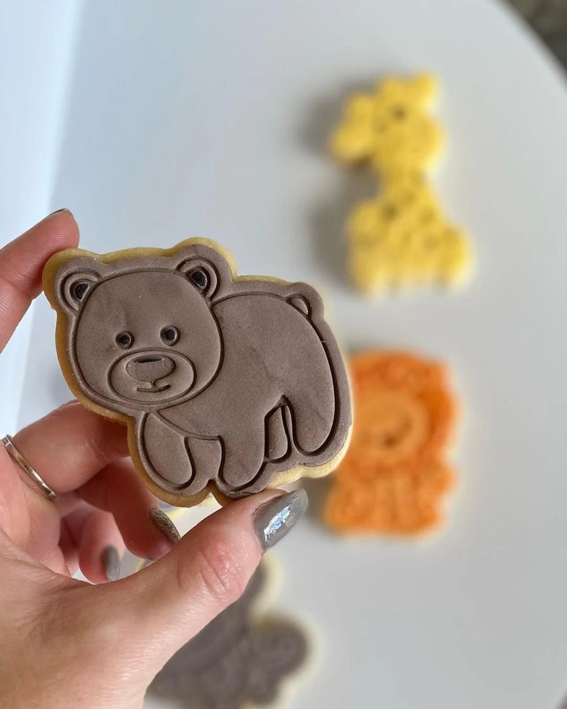 Australian Cookie Cutters Cookie Cutters Jungle Animals- Bear Cookie Cutter And Embosser Stamp