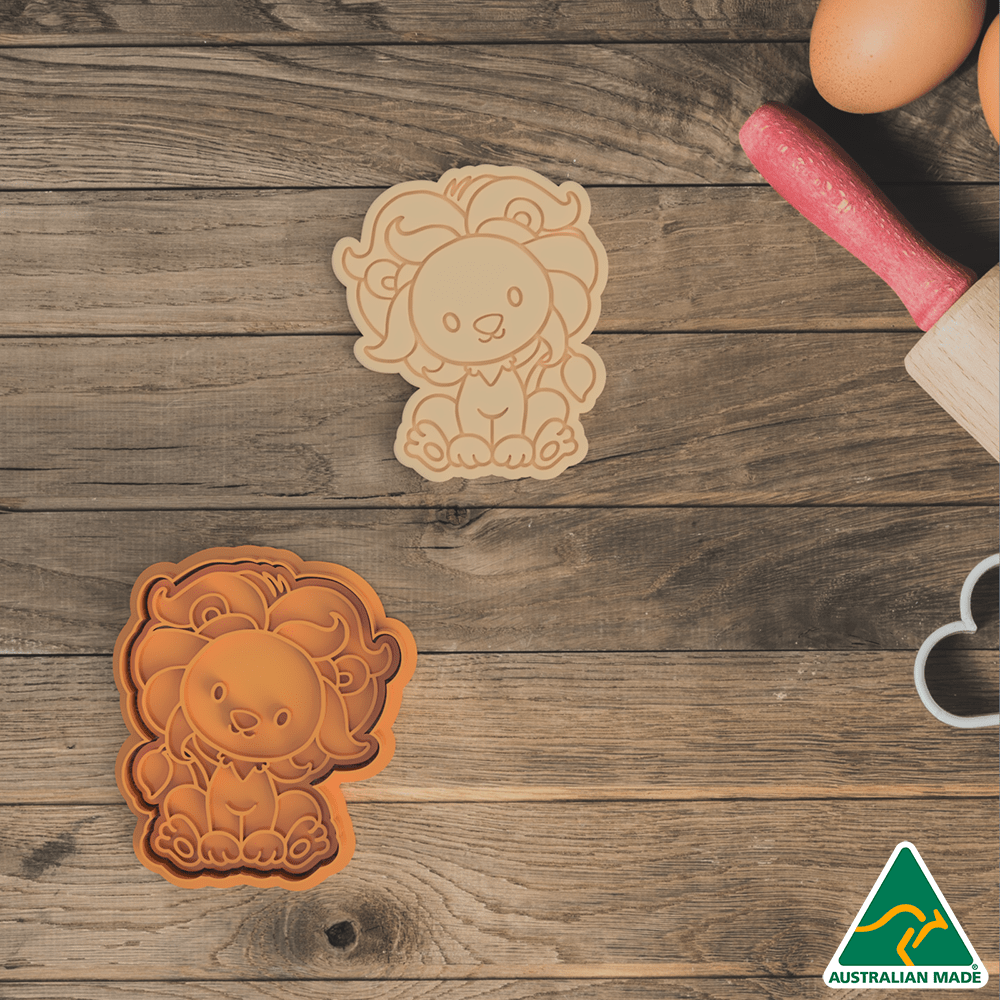 Australian Cookie Cutters Cookie Cutters Jungle Animals- Lion Cookie Cutter And Embosser Stamp