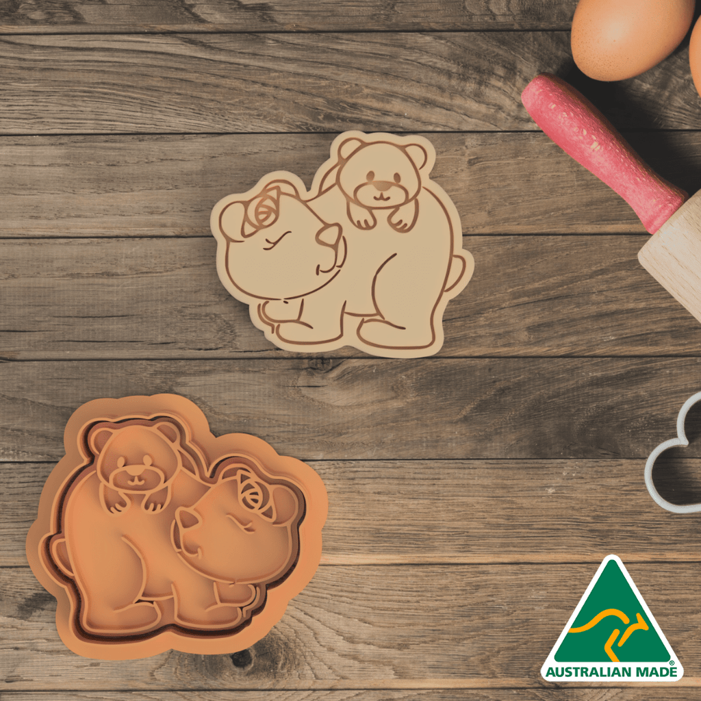Australian Cookie Cutters Cookie Cutters Mum Bear Cookie Cutter and Embosser Stamp