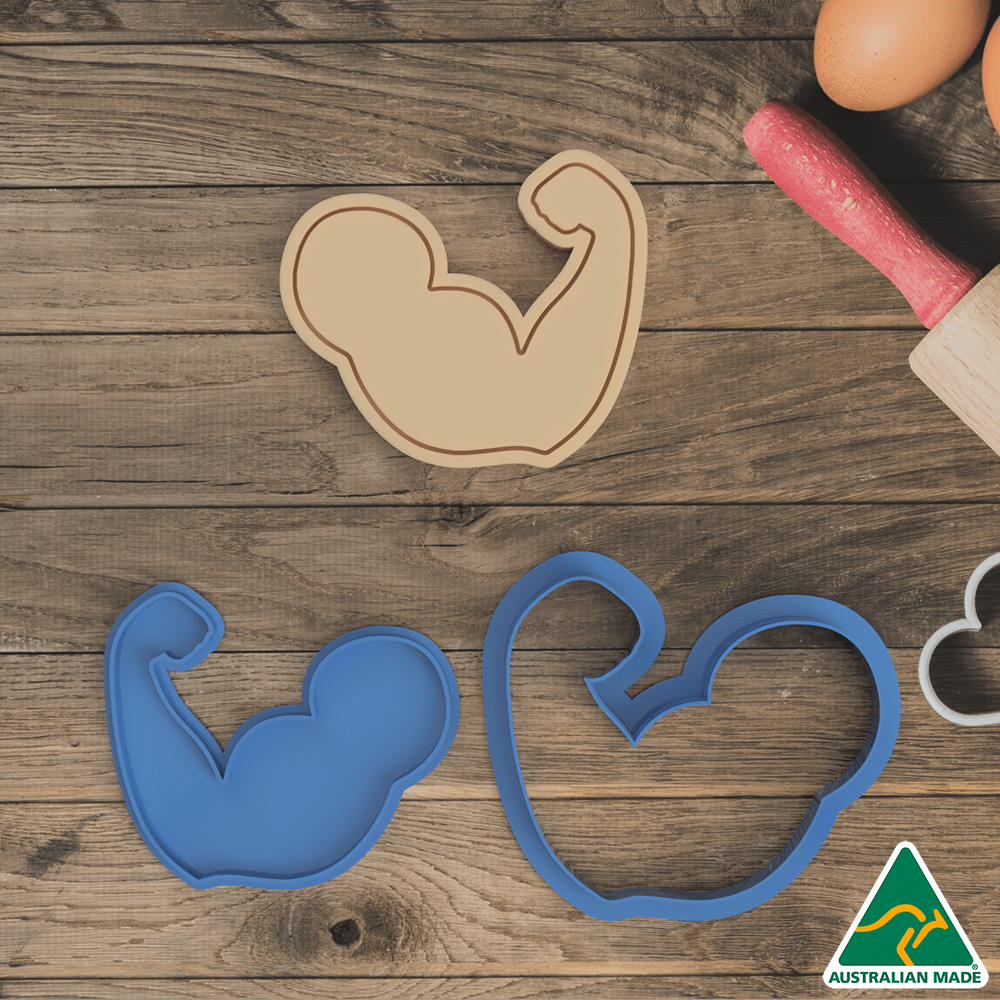 Australian Cookie Cutters Cookie Cutters Muscle Cookie Cutter and Embosser Stamp