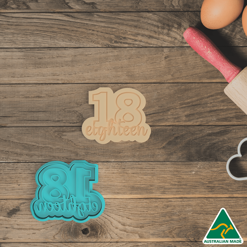 Australian Cookie Cutters Cookie Cutters Number 18 Cookie Cutter and Fondant Embosser