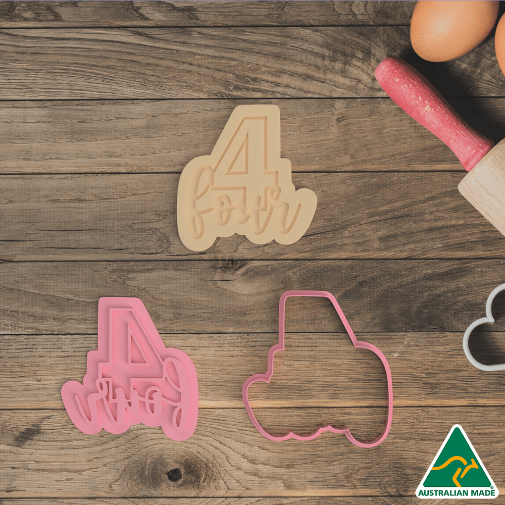 Australian Cookie Cutters Cookie Cutters Number 4 Cookie Cutter and Fondant Embosser