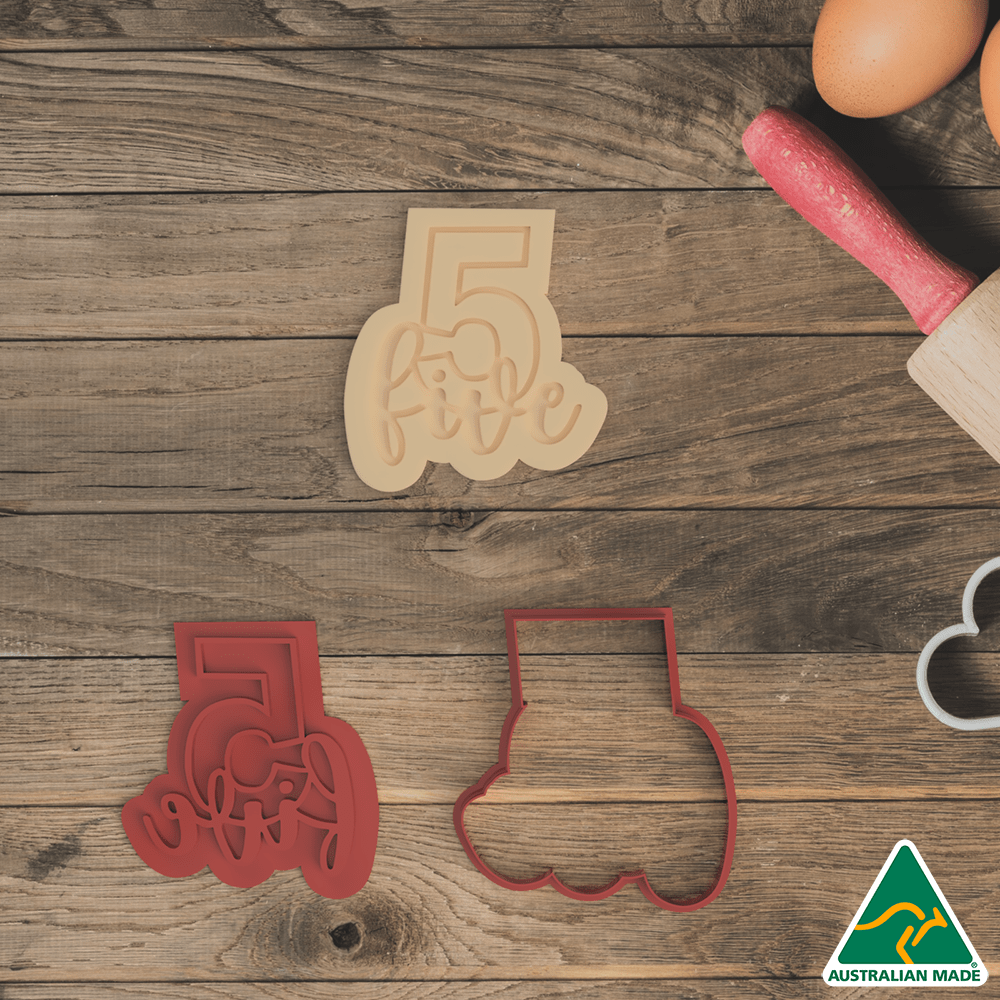Australian Cookie Cutters Cookie Cutters Number 5 Cookie Cutter and Fondant Embosser