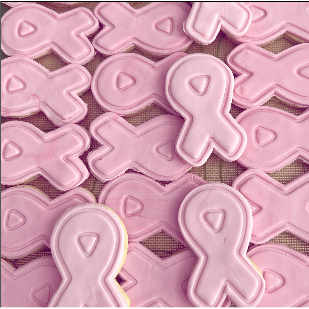 Australian Cookie Cutters Cookie Cutters Pink Cancer Ribbon Cookie Cutter and Embosser Stamp