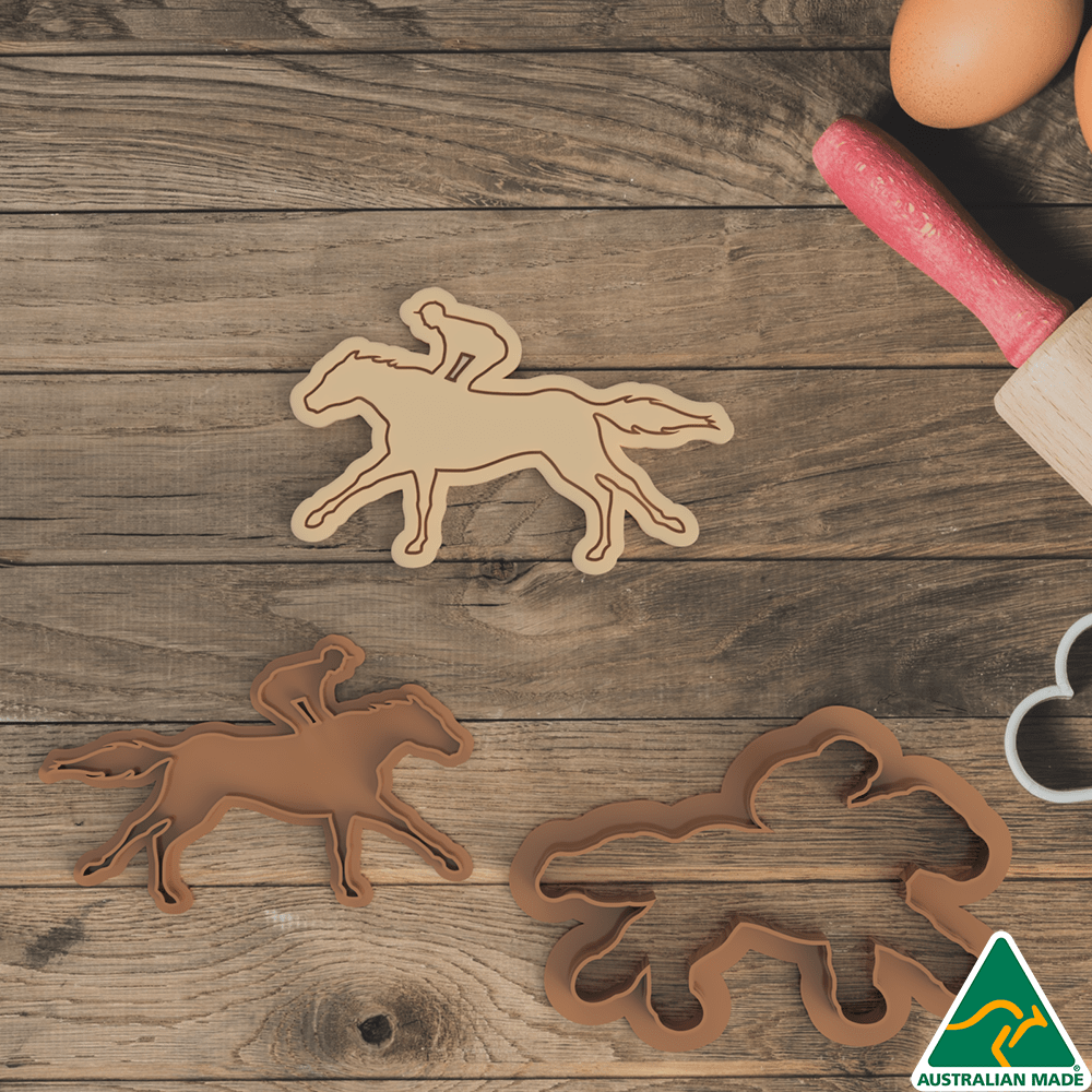 Australian Cookie Cutters Cookie Cutters Racing Horse Cookie Cutter And Embosser Stamp