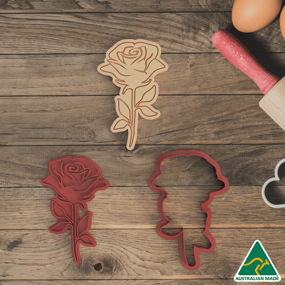 Australian Cookie Cutters Cookie Cutters Rose Cookie Cutter and Embosser Stamp