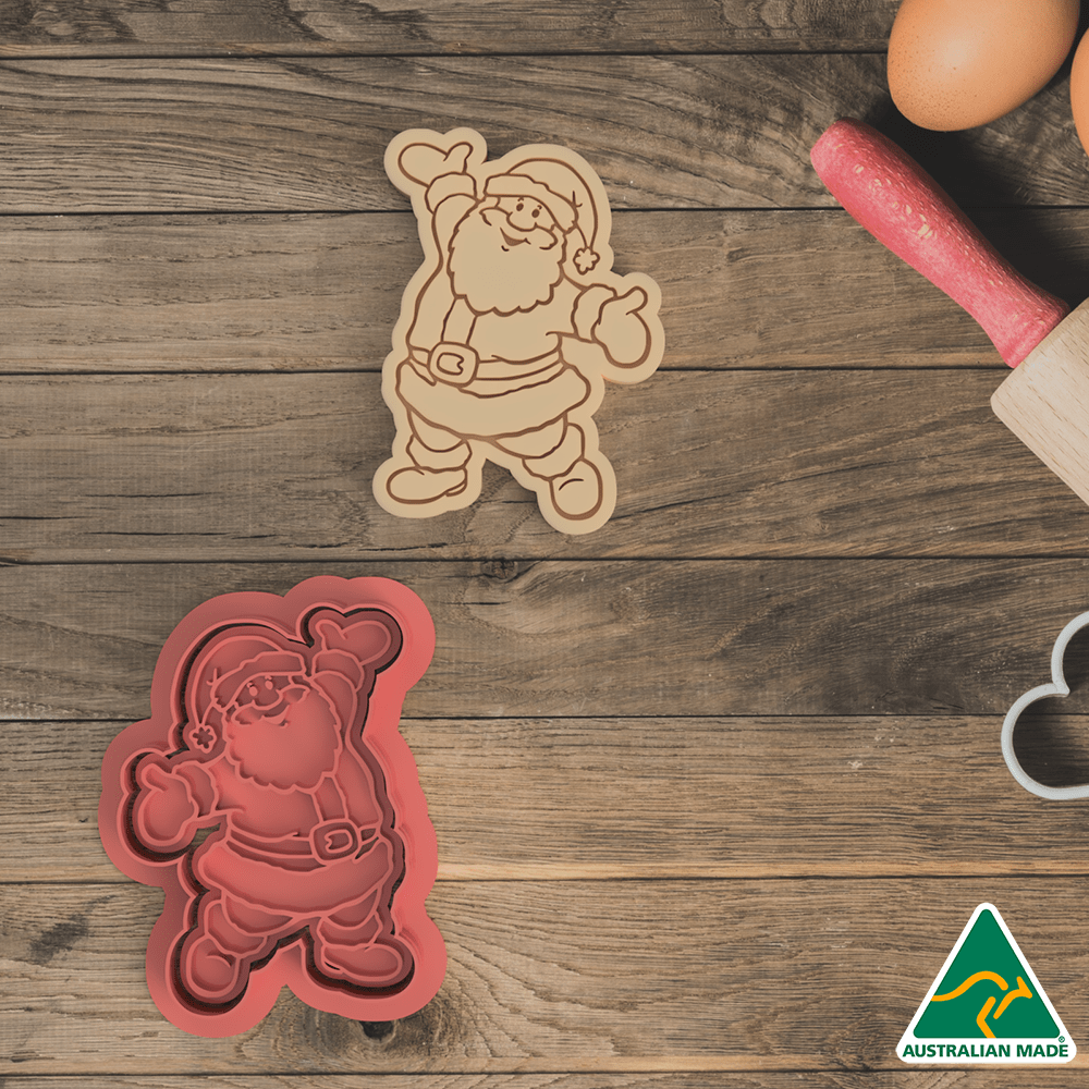 Australian Cookie Cutters Cookie Cutters Santa V2 Cookie Cutter and Embosser Stamp