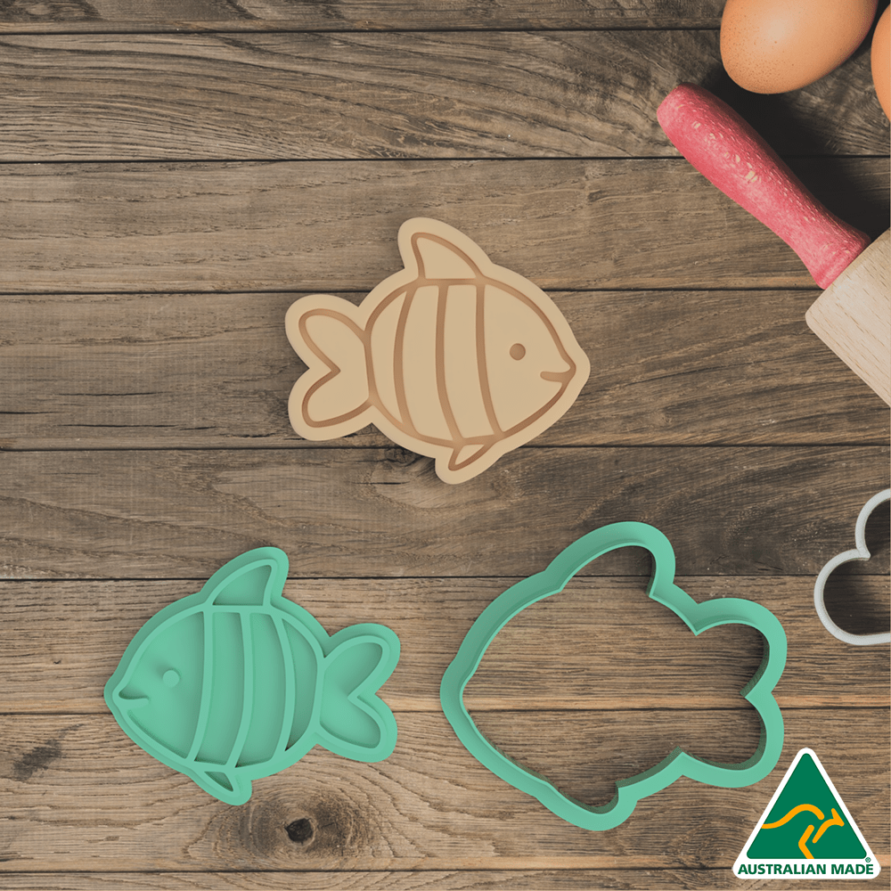 Australian Cookie Cutters Cookie Cutters Sea Creatures- Fish Cookie Cutter And Embosser Stamp