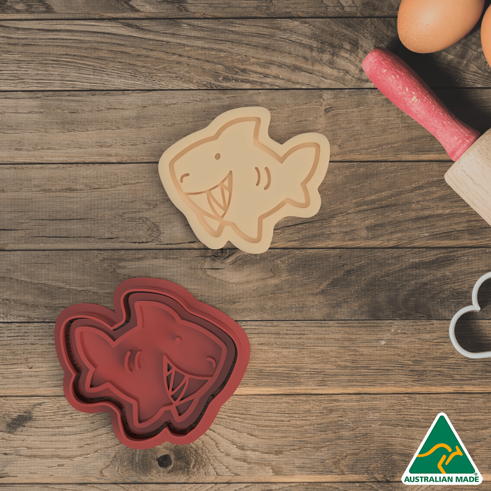Australian Cookie Cutters Cookie Cutters Shark Cookie Cutter and Embosser Stamp