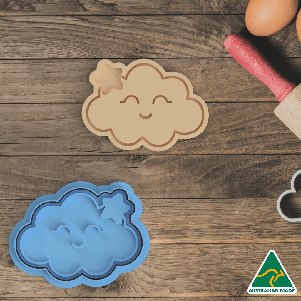 Australian Cookie Cutters Cookie Cutters Smiley Cloud Cookie Cutter and Embosser Stamp