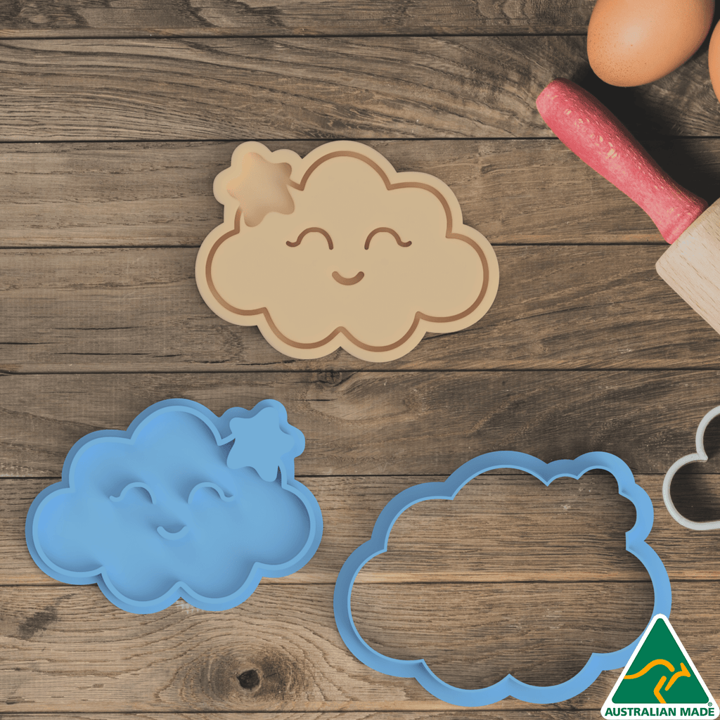 Australian Cookie Cutters Cookie Cutters Smiley Cloud Cookie Cutter and Embosser Stamp