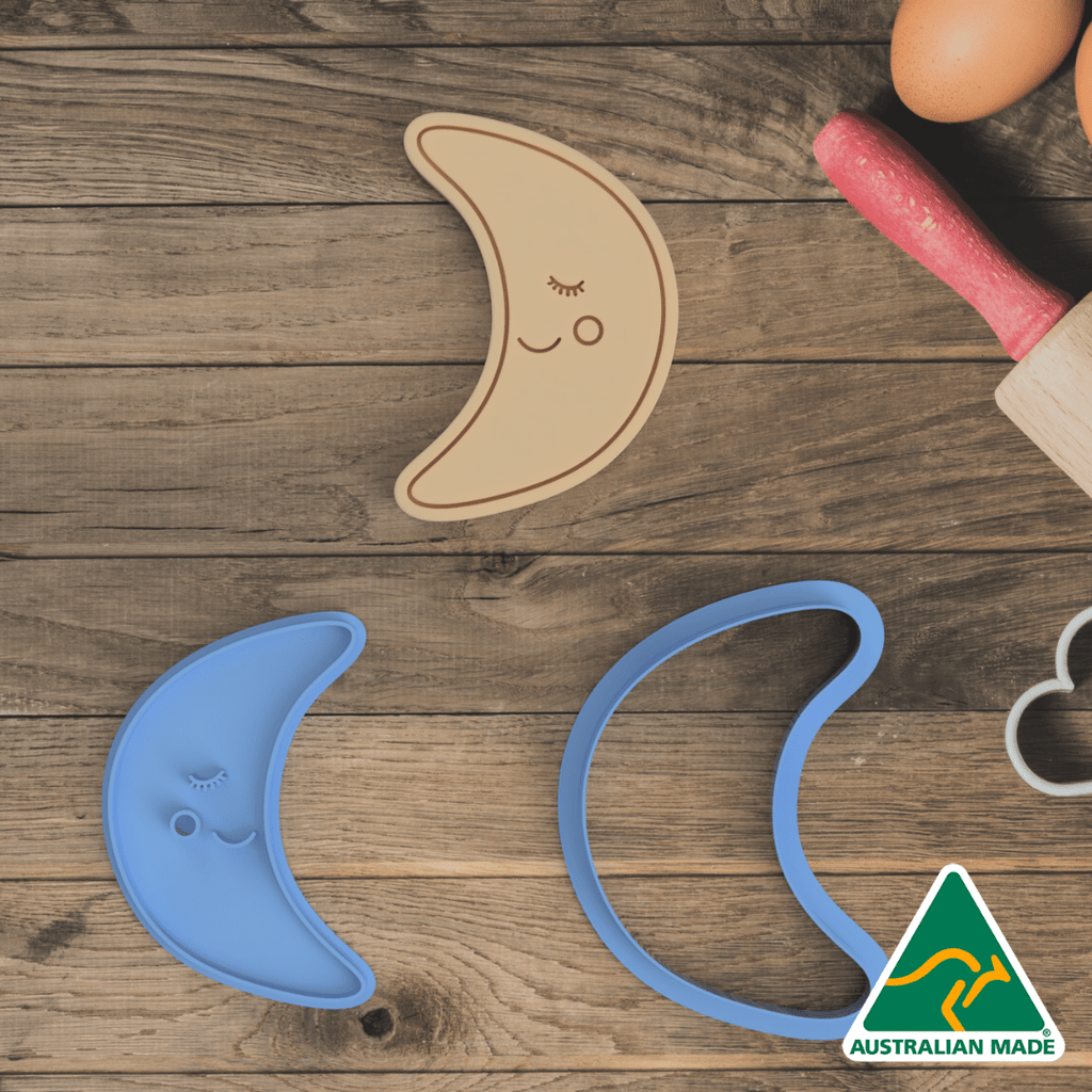 Australian Cookie Cutters Cookie Cutters Smiley Moon Cookie Cutter and Embosser Stamp