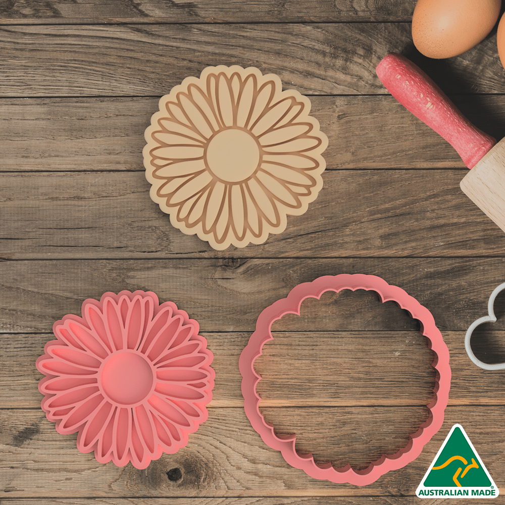 Australian Cookie Cutters Cookie Cutters Sun Flower Cookie Cutter and Embosser Stamp