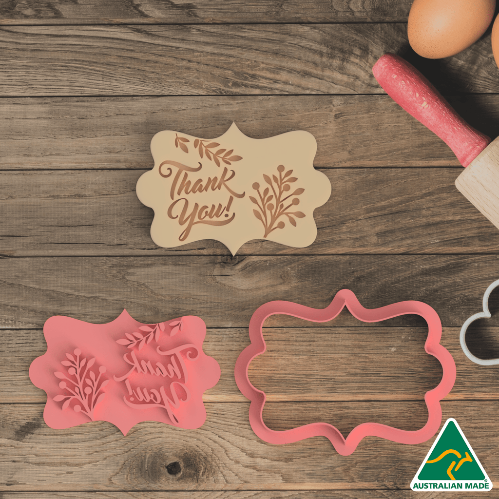 Australian Cookie Cutters Cookie Cutters Thank You Cookie Cutter and Embosser Stamp