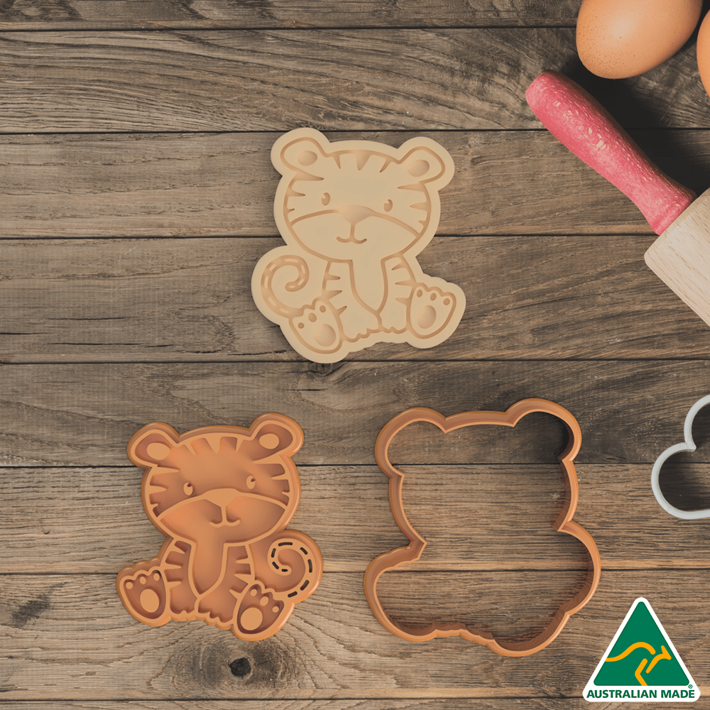 Australian Cookie Cutters Cookie Cutters Tiger Cookie Cutter and Embosser Stamp