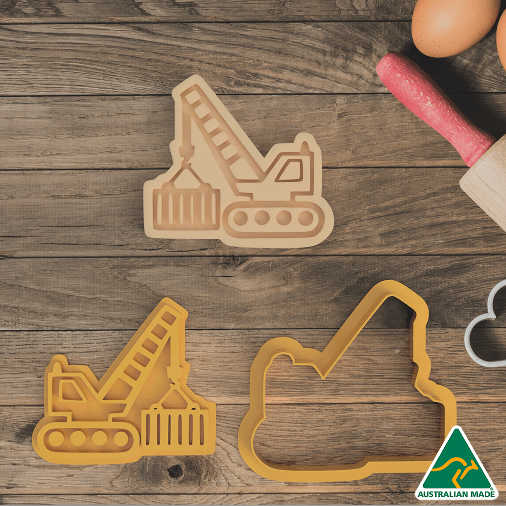 Australian Cookie Cutters Cookie Cutters Transport Crane Cookie Cutter and Embosser Stamp