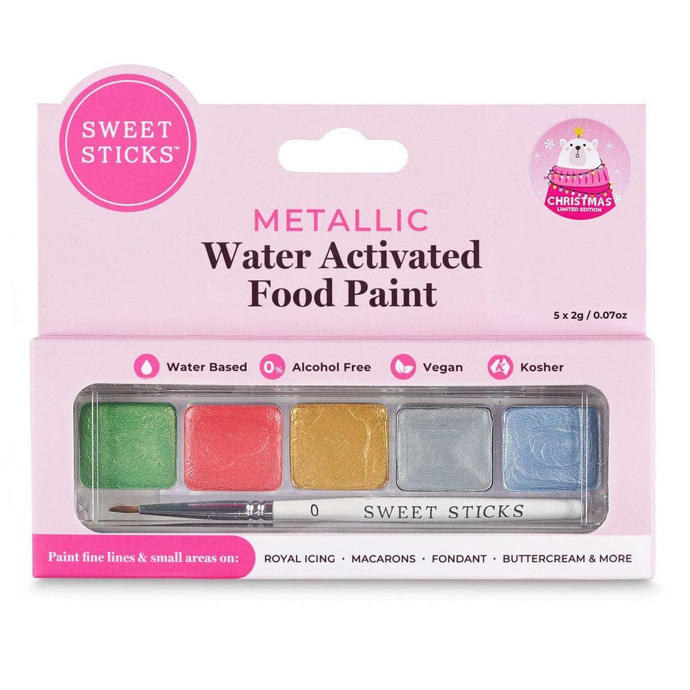 Sweet Sticks Edible Baking Decorations Sweet Sticks Christmas Theme Palette - Metallic Water Activated Food Paint